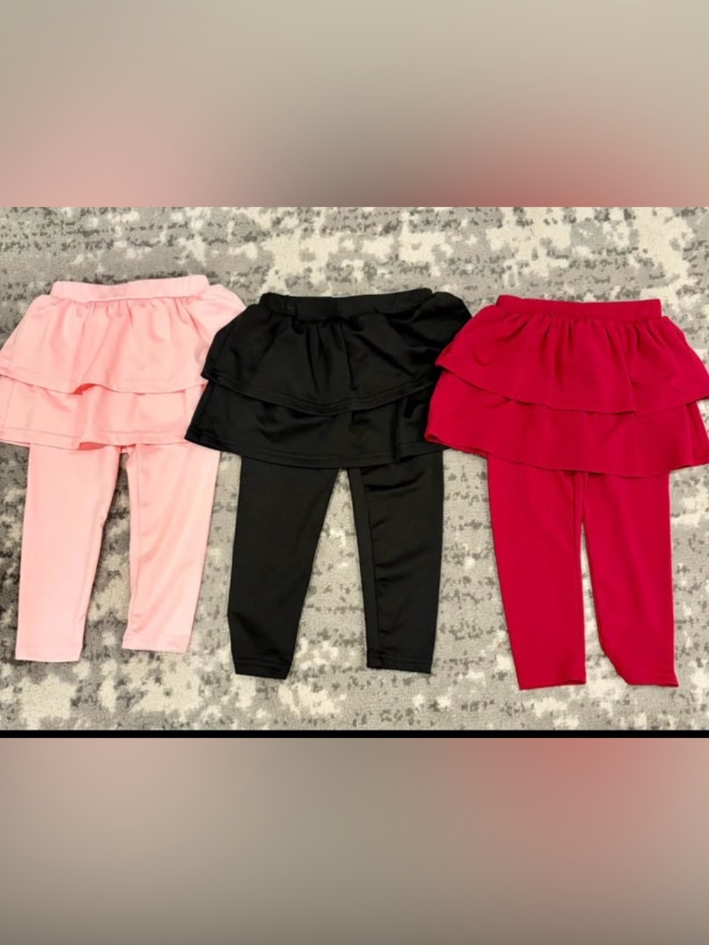 Set of 3 Ruffle Skirted Leggings - Black, Pink & Red 18-24 months Patpat NEW